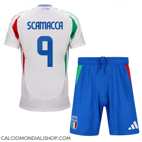 Maglie da calcio Italia Gianluca Scamacca #9 Seconda Maglia Bambino Europei 2024 Manica Corta (+ Pantaloni corti)